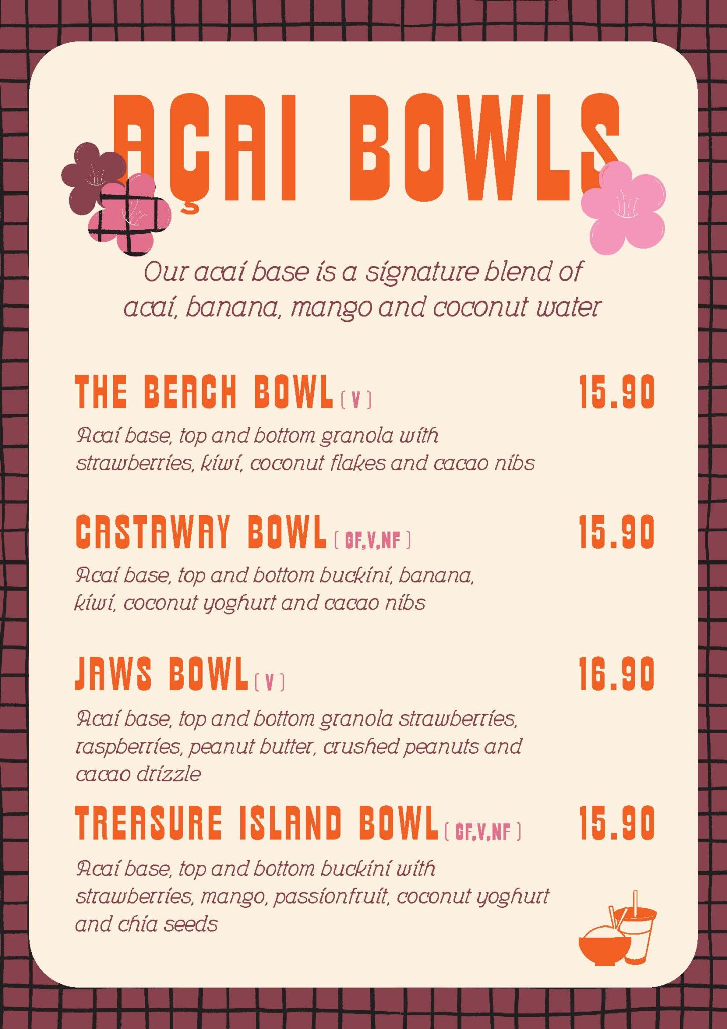 Smothies and Acai Menu Poke Geelong